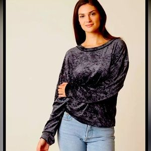 FREE PEOPLE CRUSHED VELVET SWEATER